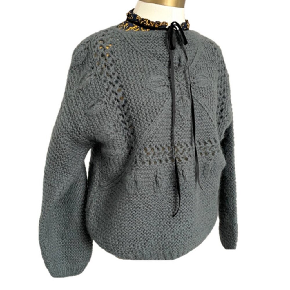 Chunky Blue Wool Blend Sweater - Small / Medium, Italian 🇮🇹